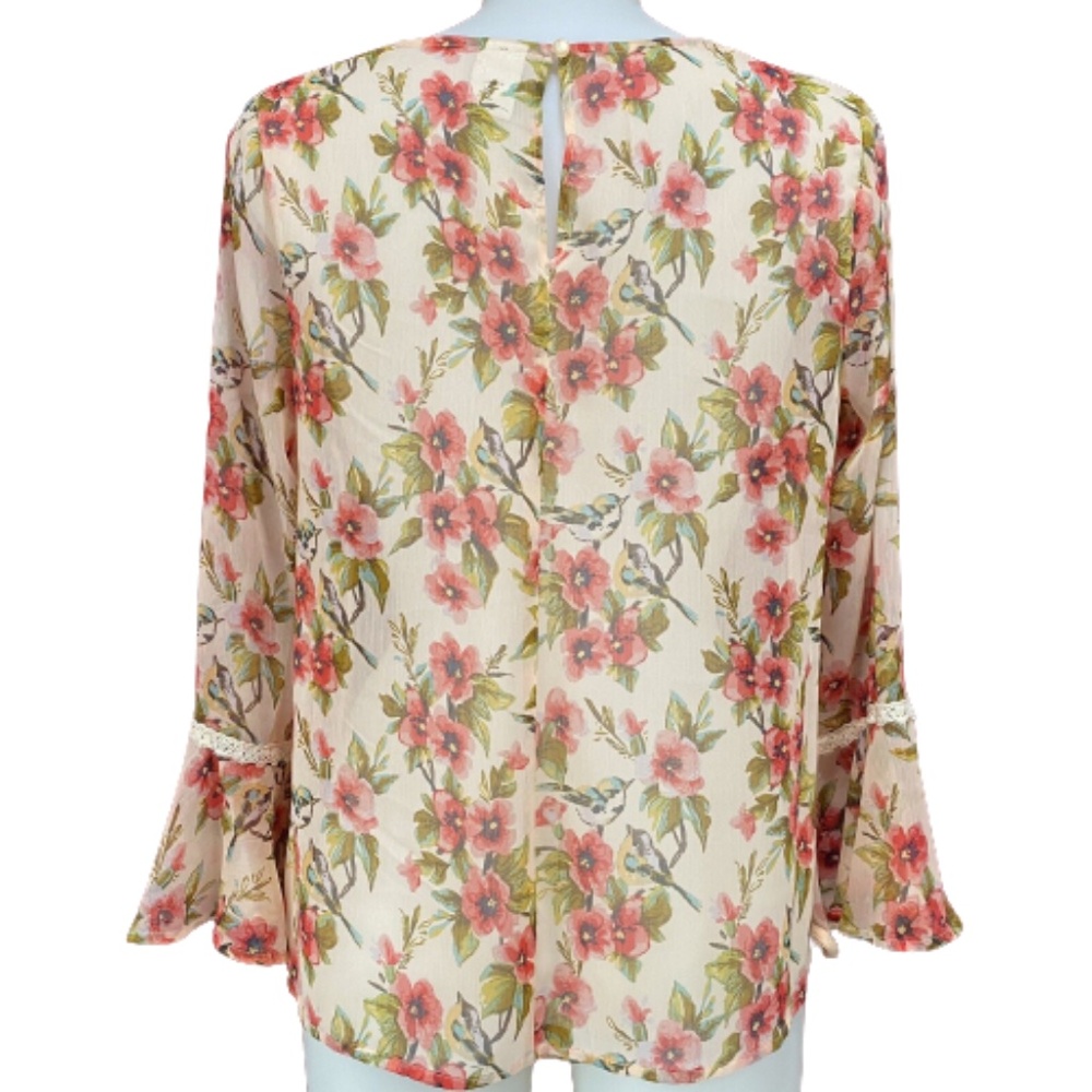 Disney Snow White LC Lauren Conrad Pink Floral Lace Peasant Blouse Boho NWT S XL - Picture 6 of 9